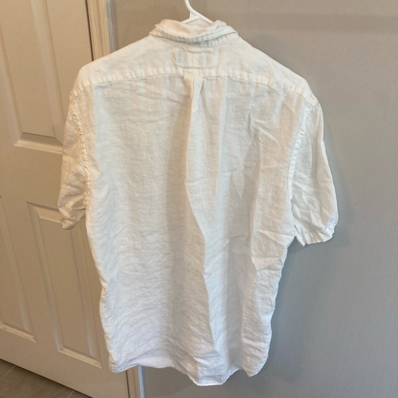 Ralph Lauren Shirt Mens L White 100% Linen Short Sleeve Classic Fit Button Up - Picture 3 of 6